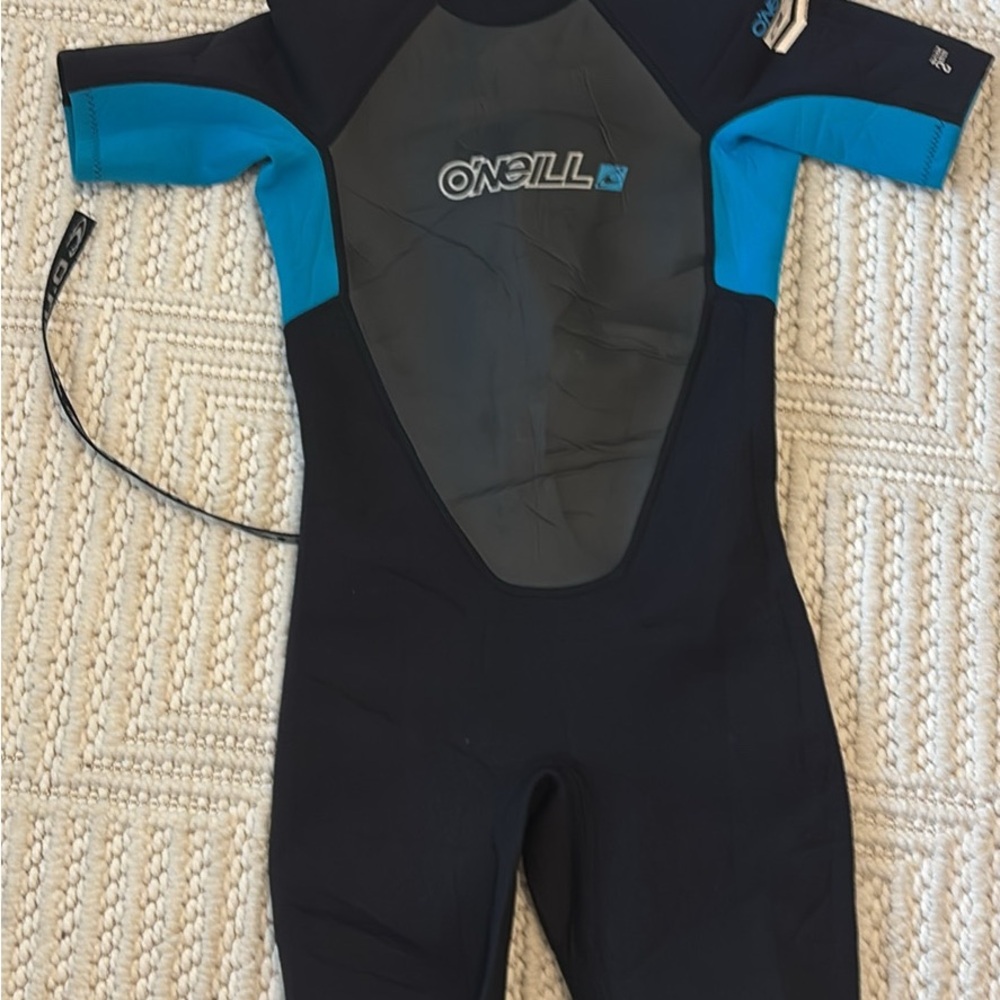 O'Neill Kids Black and Teal Short-Sleeve Rashguard